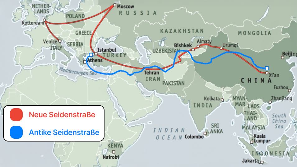 Antike und Neue Seidenstraße im Routen-Vergleich